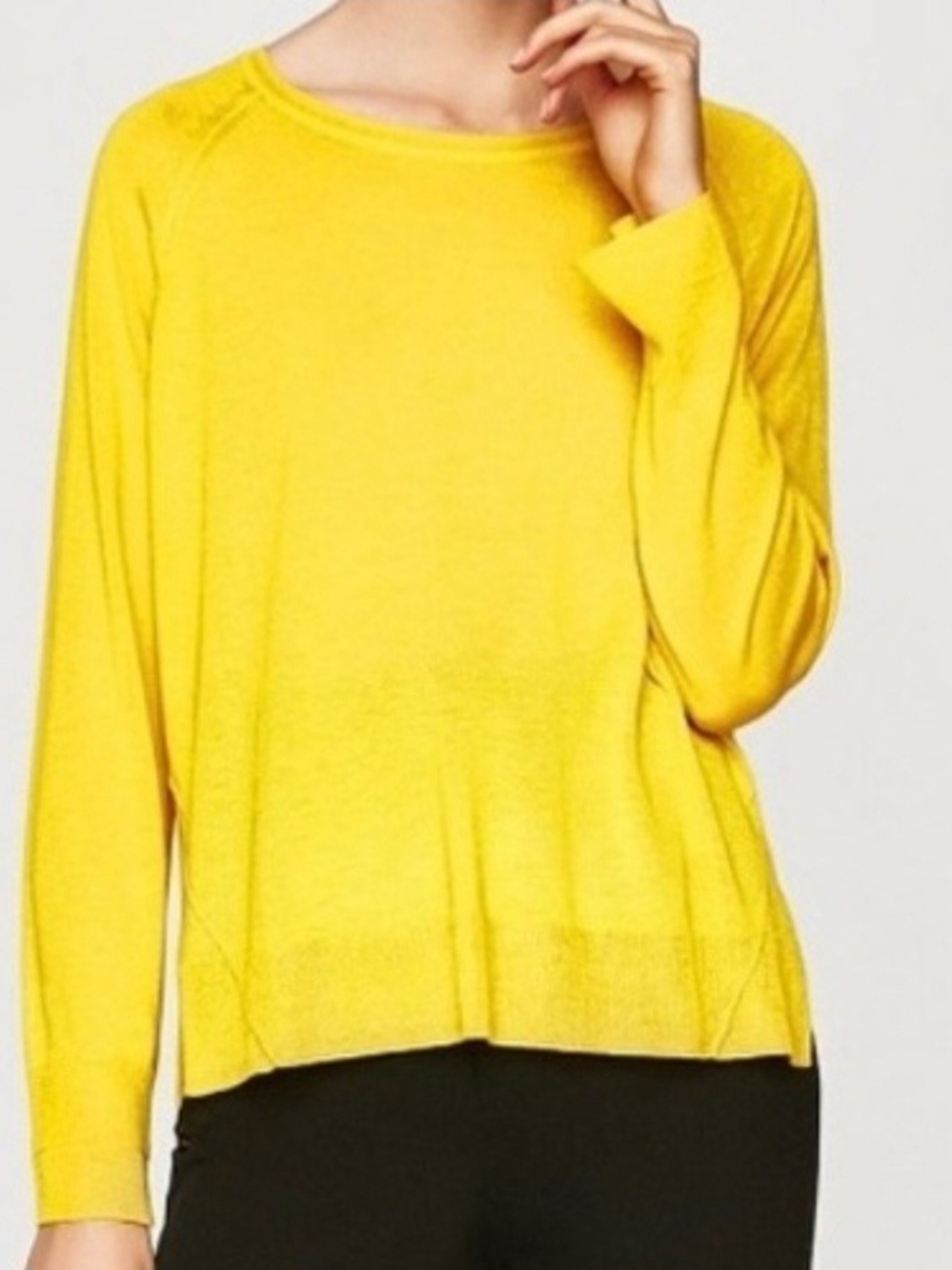Zara Bright Yellow Crewneck Lightweight Sweater